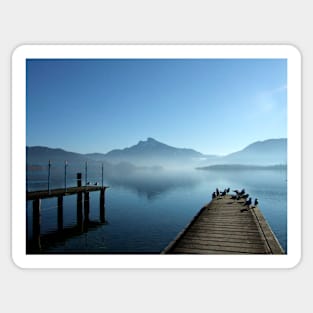 Morning fog at the Mondsee Sticker